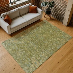 HomeRoots 5' X 8' Fern Green & Blue Medallion Rug - Durable, Washable Indoor/Outdoor Area Rug for All Spaces 659259