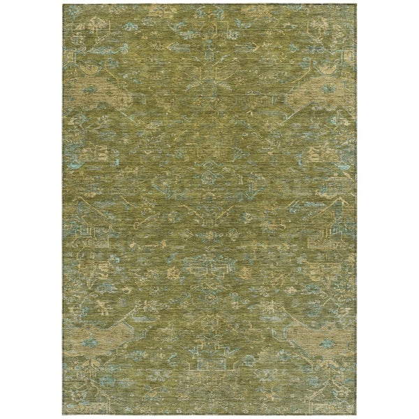 HomeRoots 8' X 10' Fern Green and Blue Medallion Area Rug - Durable, Washable, Perfect for Indoor & Outdoor Use! 659261