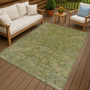 HomeRoots 10' X 14' Stylish Fern Green & Blue Medallion Washable Area Rug for Indoor & Outdoor Use 659263