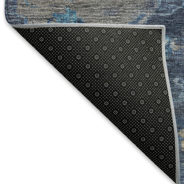 HomeRoots 9' X 12' Navy Blue & Gray Medallion Area Rug – Stylish, Washable, Versatile for Indoors & Outdoors! 659268