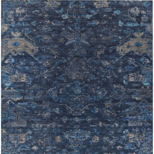 HomeRoots 9' X 12' Navy Blue & Gray Medallion Area Rug – Stylish, Washable, Versatile for Indoors & Outdoors! 659268