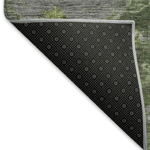 HomeRoots 5' Olive Green and Gray Medallion Area Rug - Washable, Durable Design for Indoor and Outdoor Use 659271
