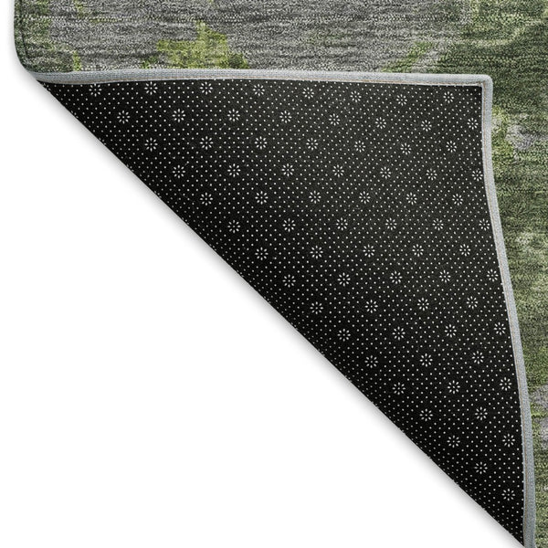HomeRoots 5' Olive Green and Gray Medallion Area Rug - Washable, Durable Design for Indoor and Outdoor Use 659271