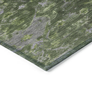 HomeRoots 8' X 10' Olive Green and Gray Medallion Rug - Washable, Stain-Resistant for Indoor & Outdoor Use! 659273
