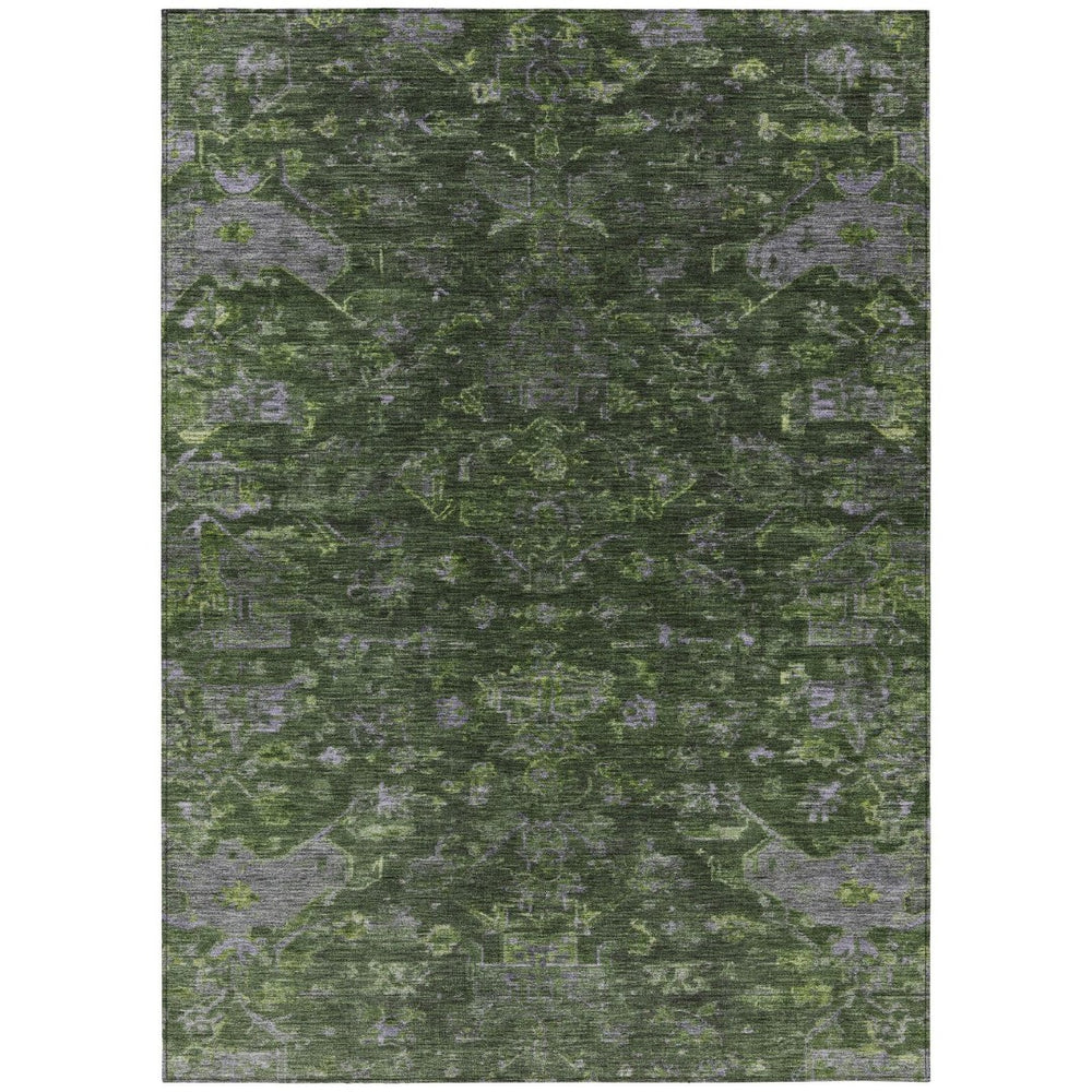 HomeRoots 9' X 12' Olive Green and Gray Medallion Area Rug - Washable, Durable Comfort for Indoor & Outdoor Use 659274