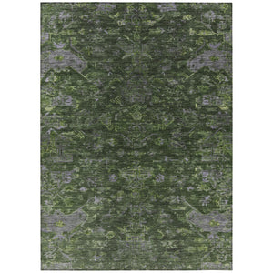 HomeRoots 10' Olive Green & Gray Medallion Washable Area Rug - Durable, Versatile, Indoor/Outdoor Design! 659275