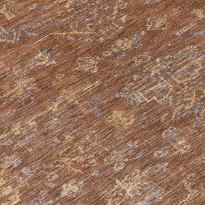 HomeRoots 8' Chili Red and Copper Round Medallion Area Rug - Washable, Durable for Indoor & Outdoor Spaces 659278
