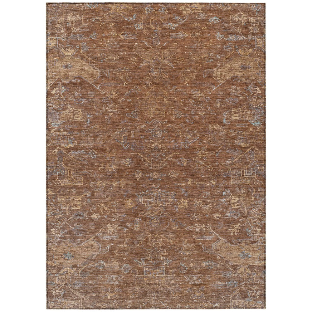 HomeRoots 9' X 12' Chili Red & Copper Medallion Area Rug - Durable, Washable, Indoor/Outdoor Style for Any Space 659280