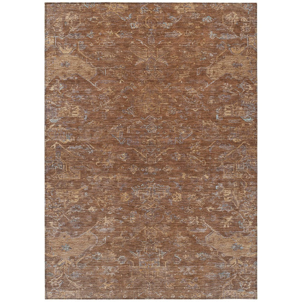 HomeRoots 10' Chili Red & Copper Medallion Indoor/Outdoor Area Rug - Durable, Washable & Stylish for Any Space 659281