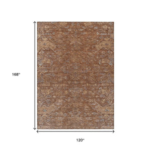 HomeRoots 10' Chili Red & Copper Medallion Indoor/Outdoor Area Rug - Durable, Washable & Stylish for Any Space 659281