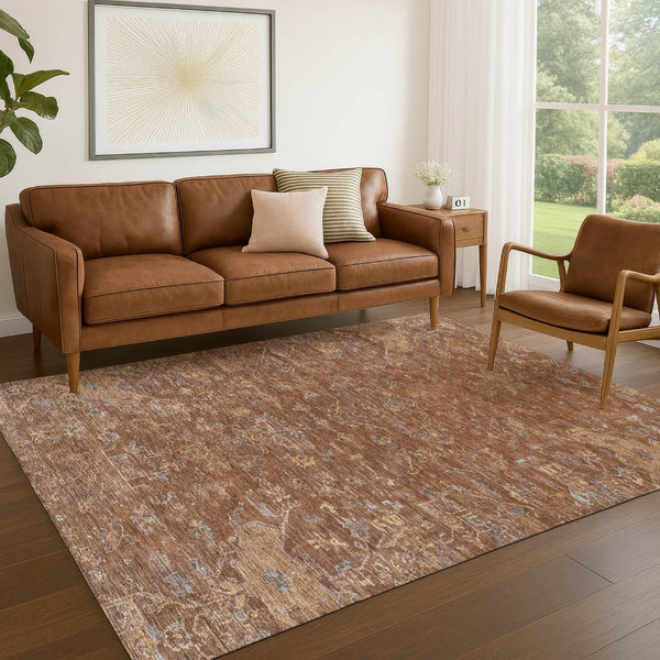 HomeRoots 10' Chili Red & Copper Medallion Indoor/Outdoor Area Rug - Durable, Washable & Stylish for Any Space 659281