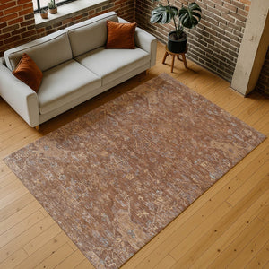 HomeRoots 10' Chili Red & Copper Medallion Indoor/Outdoor Area Rug - Durable, Washable & Stylish for Any Space 659281