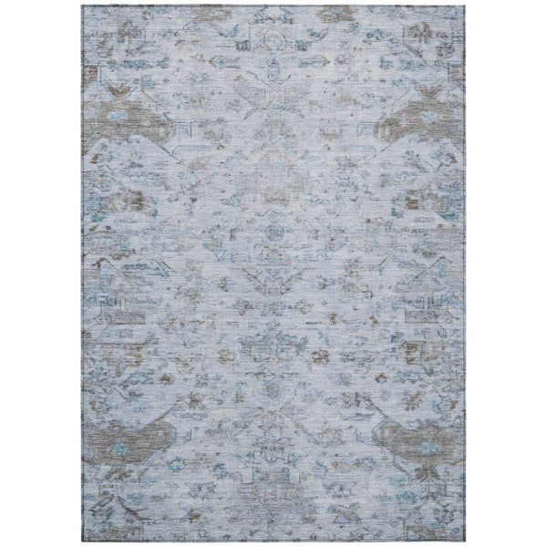 HomeRoots 5' X 8' Sky Blue Medallion Washable Area Rug - Perfect for Indoor Outdoor Spaces, Easy Care & Durable! 659283