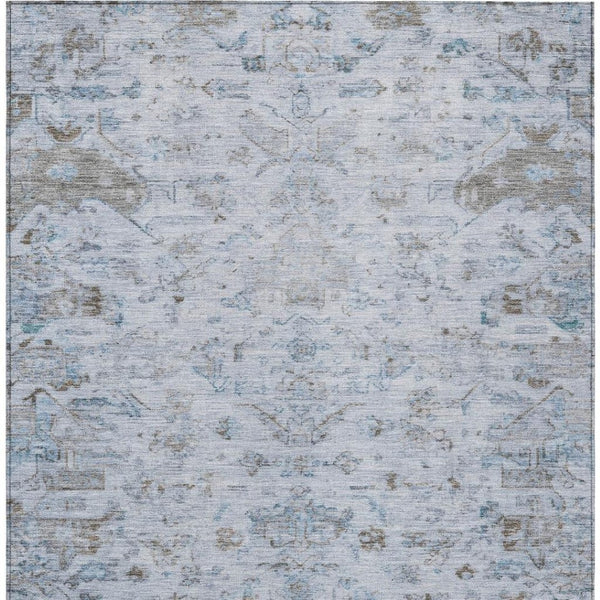 HomeRoots 5' X 8' Sky Blue Medallion Washable Area Rug - Perfect for Indoor Outdoor Spaces, Easy Care & Durable! 659283