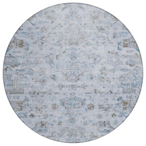 HomeRoots 8' Sky Blue & Ivory Round Medallion Rug - Washable, Durable Design for Indoor/Outdoor Spaces! 659284