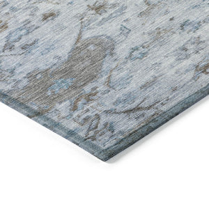 HomeRoots 8' Sky Blue & Ivory Round Medallion Rug - Washable, Durable Design for Indoor/Outdoor Spaces! 659284