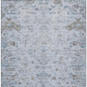 HomeRoots 8' X 10' Sky Blue Medallion Washable Area Rug - Durable, Stain-Resistant Indoor/Outdoor Comfort! 659285