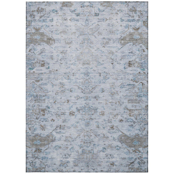 HomeRoots 9' X 12' Sky Blue Medallion Area Rug – Durable, Washable Indoor/Outdoor Rug for Versatile Home Style 659286