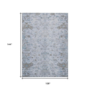 HomeRoots 9' X 12' Sky Blue Medallion Area Rug – Durable, Washable Indoor/Outdoor Rug for Versatile Home Style 659286