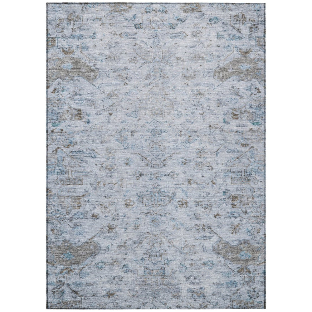 HomeRoots 10' Sky Blue & Ivory Medallion Area Rug - Durable, Washable for Indoor/Outdoor Use, Ideal for High-Traffic Spaces 659287