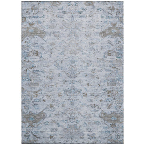 HomeRoots 10' Sky Blue & Ivory Medallion Area Rug - Durable, Washable for Indoor/Outdoor Use, Ideal for High-Traffic Spaces 659287