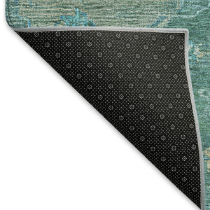 HomeRoots 8' Teal Blue Round Medallion Rug - Washable, Durable, Stylish for Indoor & Outdoor Living Spaces 659290