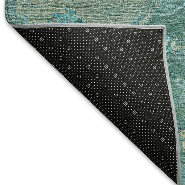 HomeRoots 8' Teal Blue Round Medallion Rug - Washable, Durable, Stylish for Indoor & Outdoor Living Spaces 659290