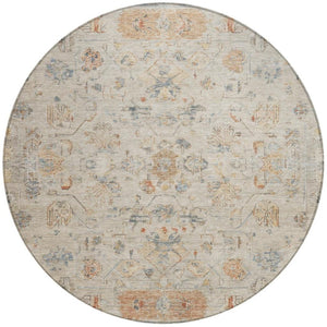 HomeRoots 8' Beige and Gray Round Tribal Area Rug – Durable, Washable, Versatile for Indoor and Outdoor Use! 659296