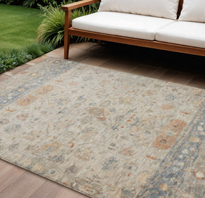 HomeRoots 8' X 10' Beige and Gray Tribal Washable Area Rug - Stylish, Durable, Indoor/Outdoor Versatility! 659297