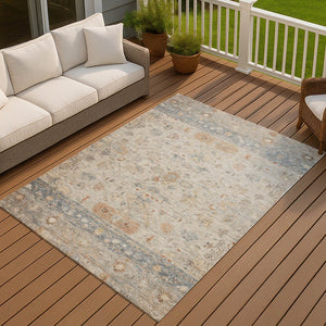 HomeRoots 8' X 10' Beige and Gray Tribal Washable Area Rug - Stylish, Durable, Indoor/Outdoor Versatility! 659297