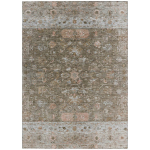 HomeRoots 5' Stylish Brown and Gray Tribal Washable Rug for Indoor and Outdoor Spaces – Durable & Versatile! 659301