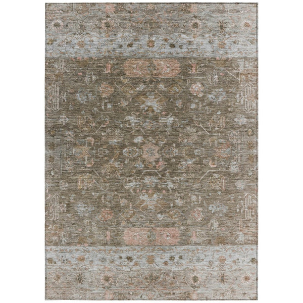 HomeRoots 5' Stylish Brown and Gray Tribal Washable Rug for Indoor and Outdoor Spaces – Durable & Versatile! 659301