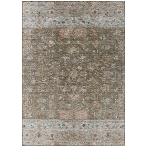 HomeRoots 5' Stylish Brown and Gray Tribal Washable Rug for Indoor and Outdoor Spaces – Durable & Versatile! 659301