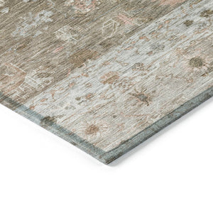 HomeRoots 8' Brown and Gray Round Tribal Area Rug - Stylish, Washable, Durable for Indoor & Outdoor Spaces 659302