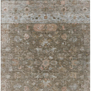 HomeRoots 8' X 10' Brown and Gray Tribal Rug - Durable, Washable Indoor-Outdoor Area Rug for High-Traffic Spaces 659303
