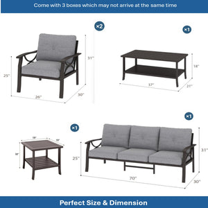 English Elm 5-piece Outdoor Conversation Set with Steel Frame Weather Resistant Cushions Patio Seating Gray B082S00128