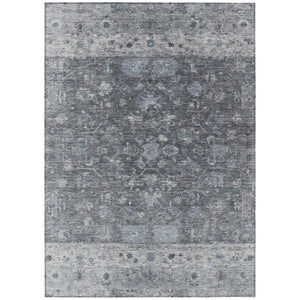 HomeRoots 8' X 10' Gray and Silver Tribal Area Rug - Washable, Durable, Indoor/Outdoor Design for Any Space 659309
