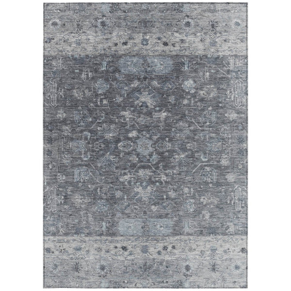 HomeRoots 8' X 10' Gray and Silver Tribal Area Rug - Washable, Durable, Indoor/Outdoor Design for Any Space 659309