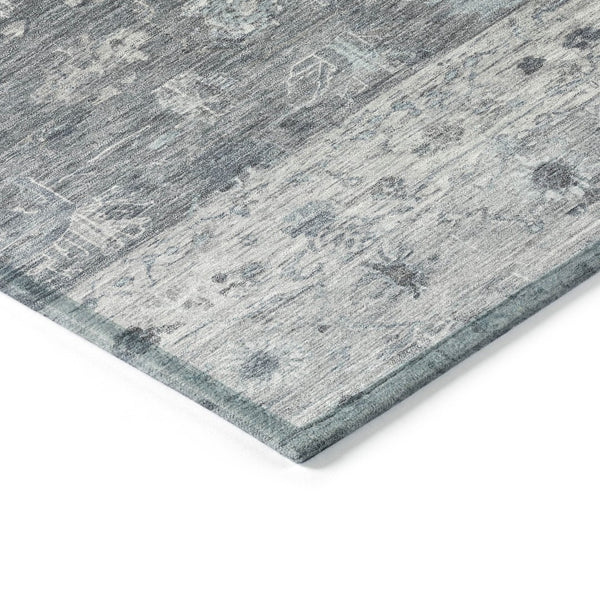 HomeRoots 9' X 12' Gray and Silver Tribal Area Rug – Durable, Washable, Indoor/Outdoor Perfect for Any Space! 659310