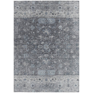 HomeRoots 9' X 12' Gray and Silver Tribal Area Rug – Durable, Washable, Indoor/Outdoor Perfect for Any Space! 659310