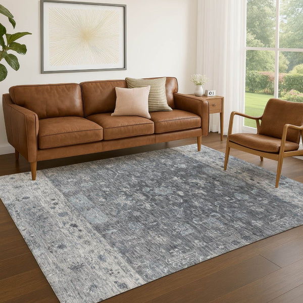HomeRoots 10' Gray and Silver Tribal Area Rug - Stylish, Washable, Indoor/Outdoor Durable Design for Any Space 659311