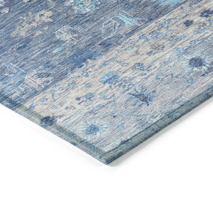 HomeRoots 9' X 12' Navy Blue & Gray Tribal Area Rug - Washable, Durable Indoor/Outdoor Design for Any Space 659316