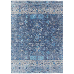 HomeRoots 10' Navy Blue and Gray Tribal Area Rug – Washable, Durable, Stylish for Indoor & Outdoor Spaces 659317