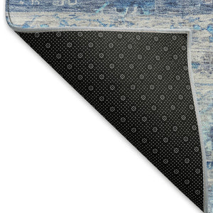 HomeRoots 10' Navy Blue and Gray Tribal Area Rug – Washable, Durable, Stylish for Indoor & Outdoor Spaces 659317
