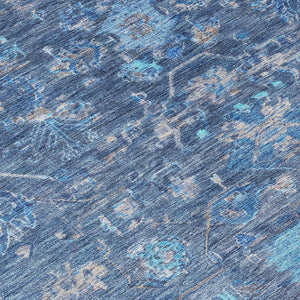 HomeRoots 10' Navy Blue and Gray Tribal Area Rug – Washable, Durable, Stylish for Indoor & Outdoor Spaces 659317