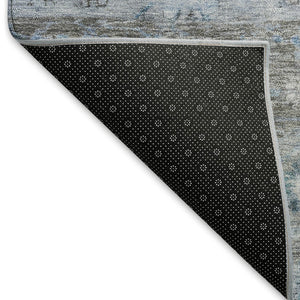 HomeRoots 8' Sky Blue Gray Ivory Round Tribal Rug - Durable, Washable, Stylish Area Rug for Indoor & Outdoor Use 659326