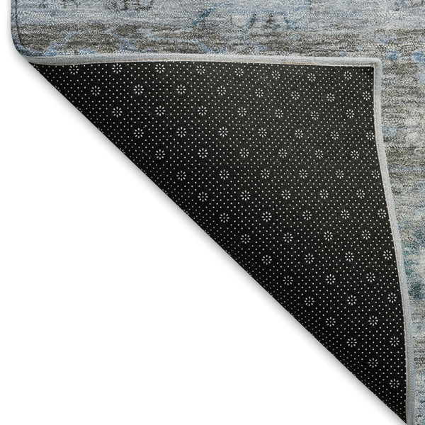 HomeRoots 8' Sky Blue Gray Ivory Round Tribal Rug - Durable, Washable, Stylish Area Rug for Indoor & Outdoor Use 659326