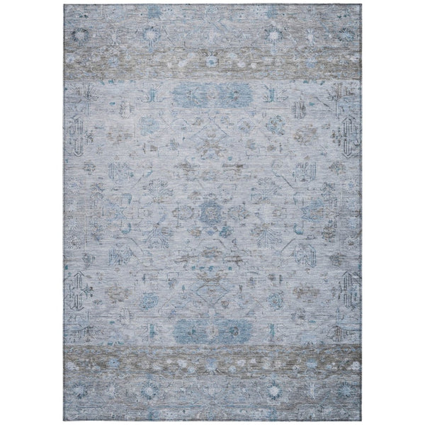 HomeRoots 10' Sky Blue Gray Ivory Tribal Area Rug – Washable, Durable, Indoor/Outdoor Design for High Traffic Areas 659329