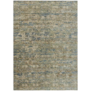 HomeRoots 5' X 8' Ikat Area Rug in Artichoke Green, Blue & Ivory - Stylish, Washable, Indoor/Outdoor Versatile Decor 659337