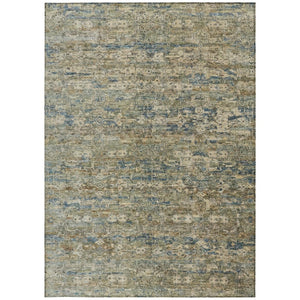 HomeRoots 10' Contemporary Ikat Area Rug in Artichoke Green & Blue – Washable for Indoor & Outdoor Spaces 659341